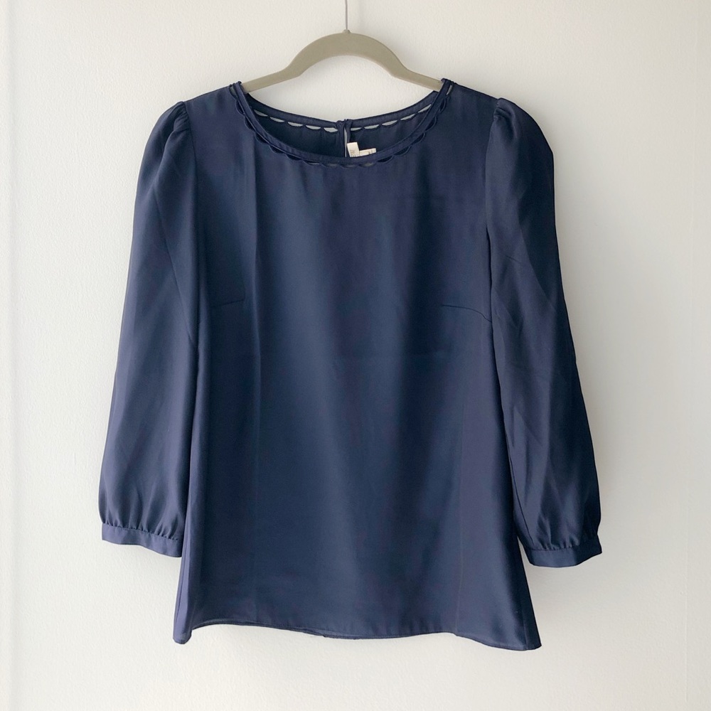 J.Crew Factory Scalloped-Collar Top